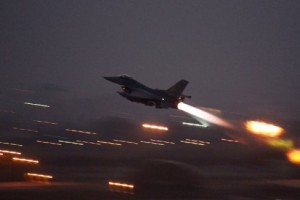 Turkish F-16 taking off from Incirlik air base to bomb ISIS.